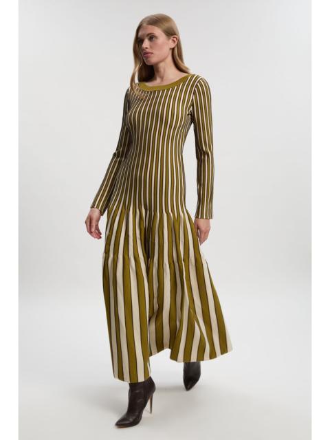 Viscose Blend Striped Knitted Maxi Dress