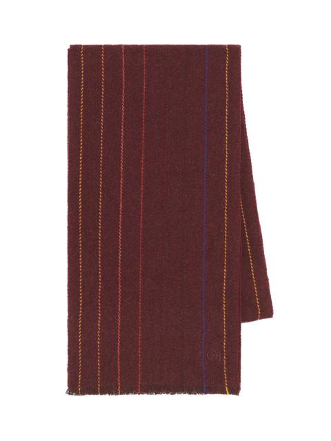 Fokestone Scarf in Burnt Sienna Multi Pinstripe Wool Cashmere