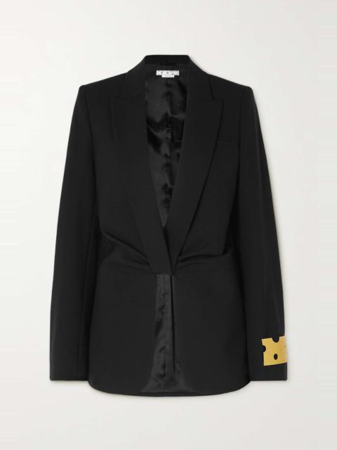 Twist-front appliquéd woven blazer