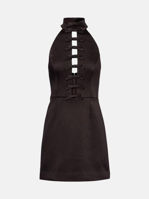 Bow-detail cutout halterneck minidress