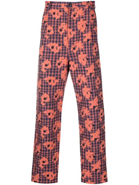 floral-print slim-cut trousers