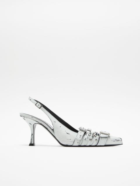 Leather heel slingbacks - White/black