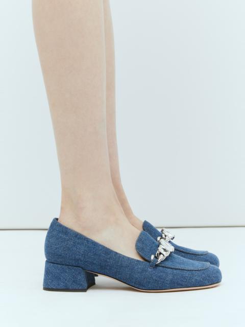 Crystal Embellished Denim Pumps