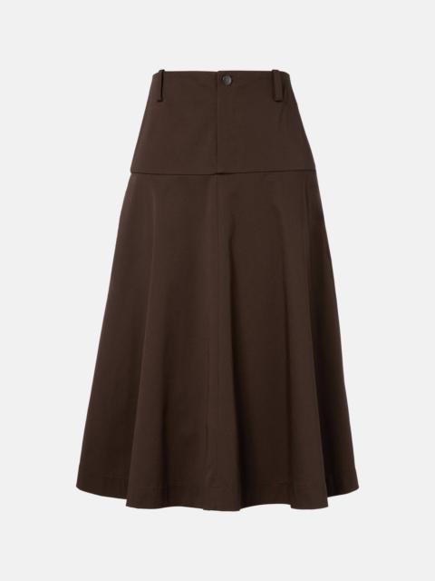 Cotton twill midi skirt