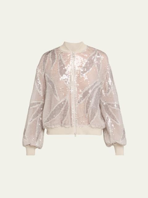 Sequined Silk Organza Bomber Jacket