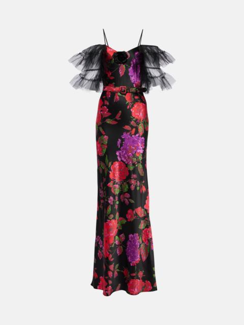 Tiered silk tulle gown