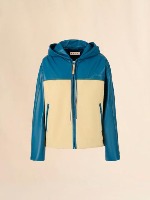 TURQUOISE NAPPA LEATHER JACKET WITH SUEDE FRONT
