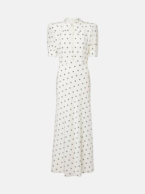 Polka-dot silk midi dress