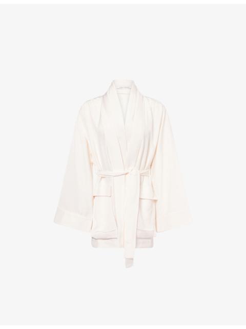 Lazaro Open-Front Woven Kimono Jacket