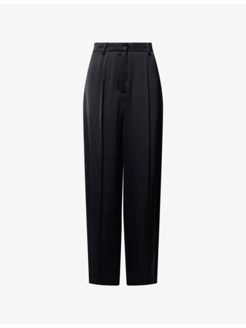 Wide-Leg Satin Woven Trousers