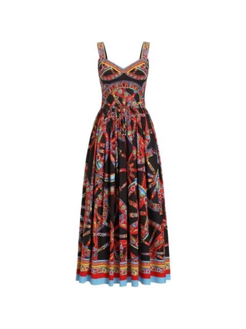 Carretto-print poplin dress
