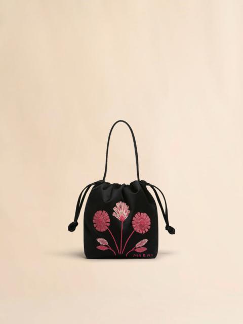 BLACK SATIN SCRUNCHIE SMALL DRAWSTRING BAG