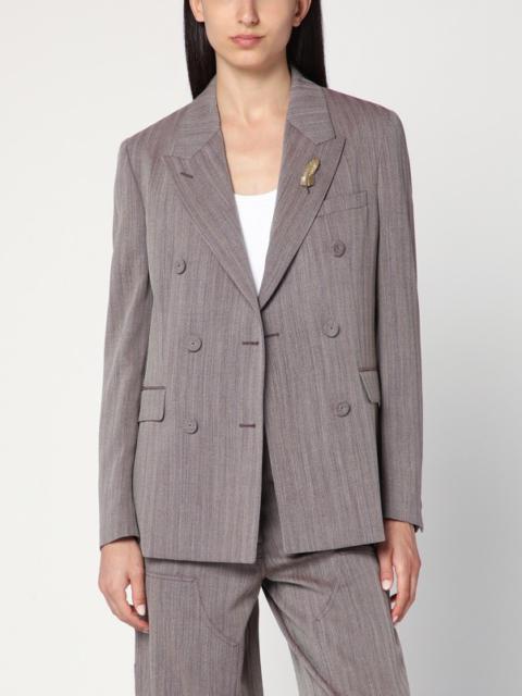 Light brown double-breasted jacket in chevron wool blend