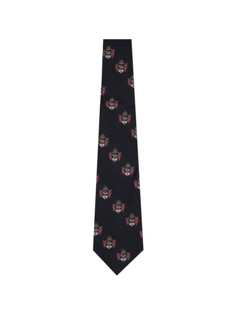 Black Silk Small Emblem Pattern Tie
