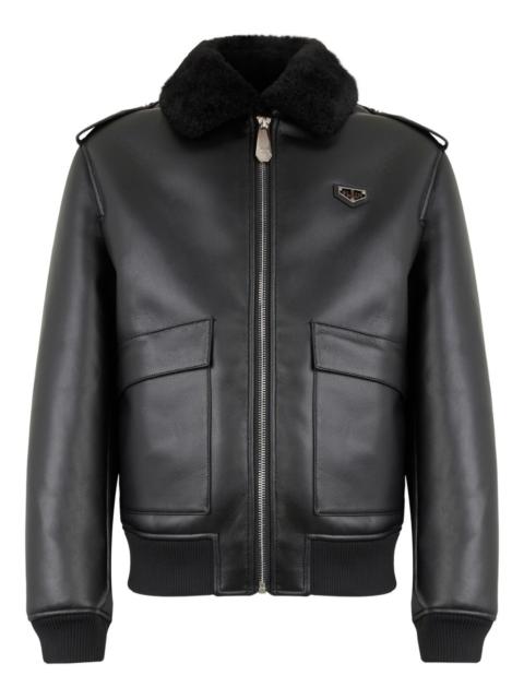 shearling-texture-collar jacket