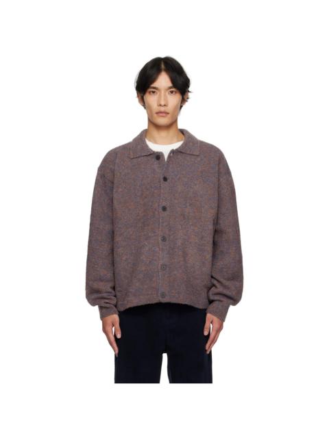 Purple Bouclé Button Down Cardigan
