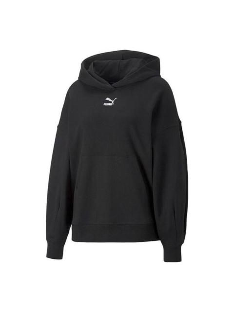 (WMNS) PUMA Classic Oversized Hoodie TR 'Black White' 673576-01