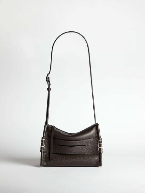 SMALL MESSENGER LOAFER BAG IN CHOCOLATE BROWN LEATHER