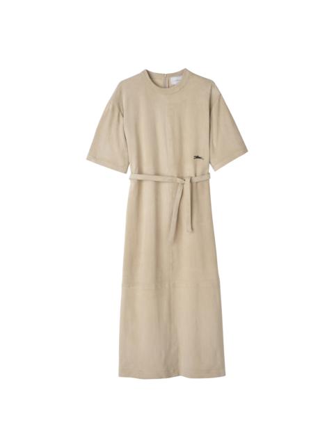 Leather long dress Linen - Velvet lambskin