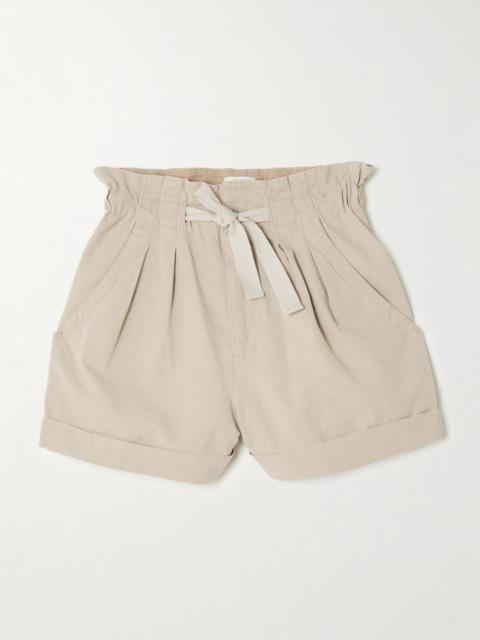 Nirma Pleated Cotton And Linen-blend Twill Shorts