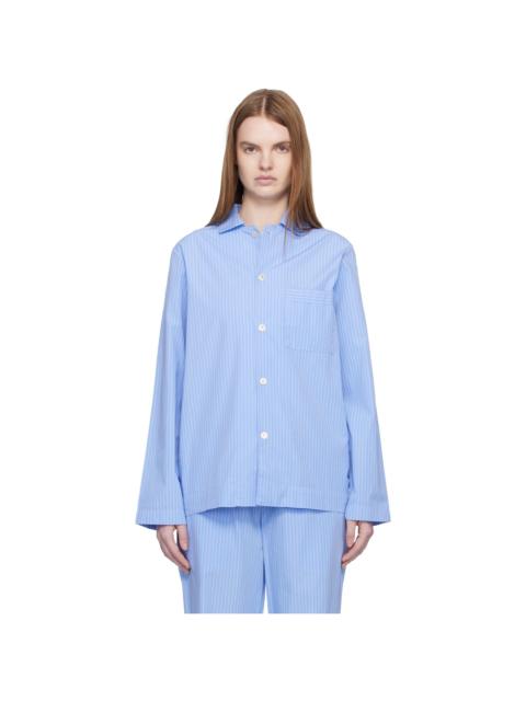 Blue Poplin Long-Sleeved Pyjama Shirt