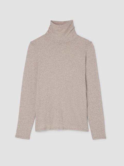 Mélange Sheer Cotton Blend Knit Turtleneck Top