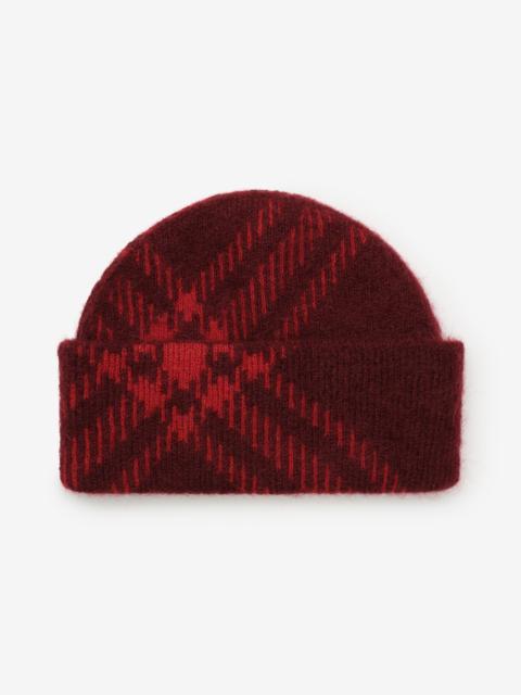 Check Mohair Wool Blend Beanie