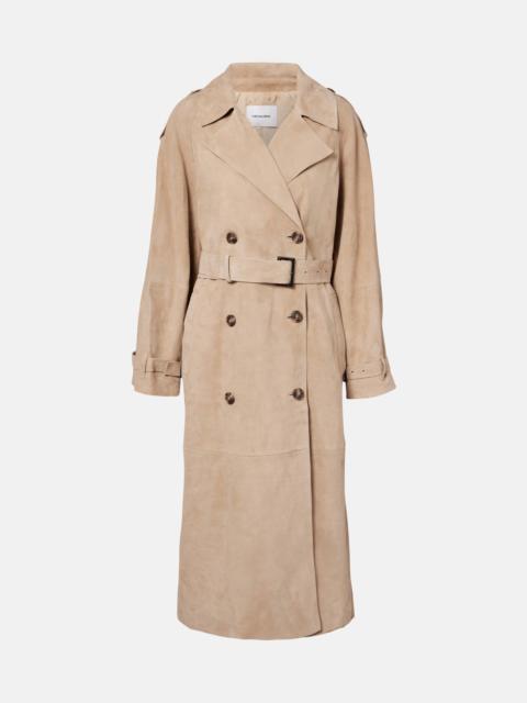 Suede trench coat