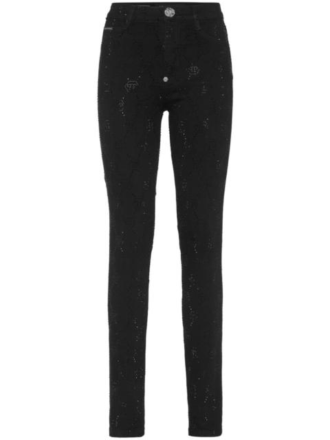 monogram high-waisted jegging trousers