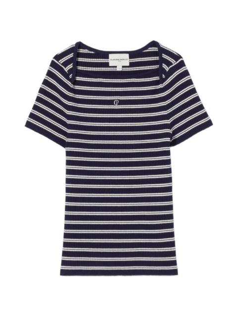 striped embroidered T-shirt