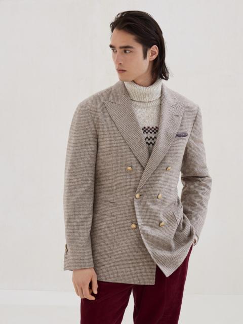 Flecked silk, wool and cashmere checked flannel one-and-a-half breasted deconstructed blazer with pa