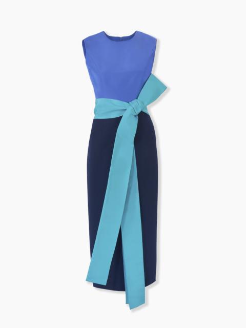 Color-Blocked Midi Dress with Sash