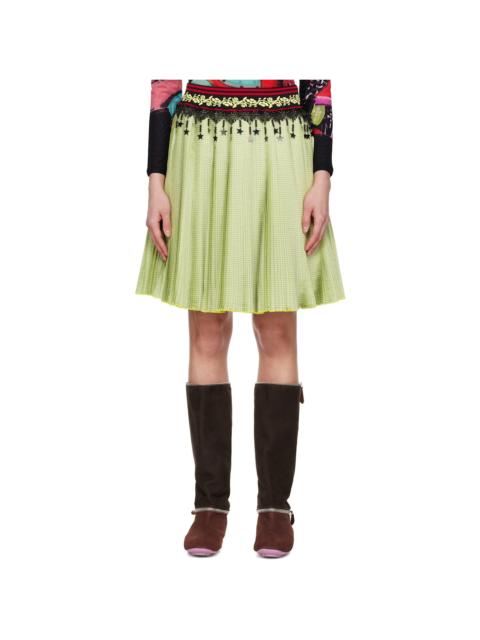 Yellow Stacey Knitted Pleated Midi Skirt