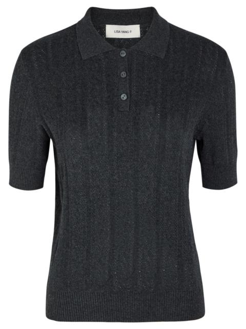 Lisa Yang Christine Pointelle Cotton and Cashmere-blend top