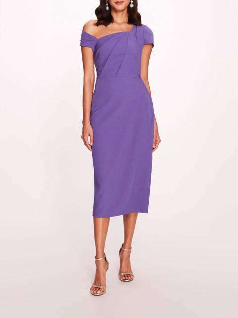 ASYMMETRICAL CREPE MIDI DRESS