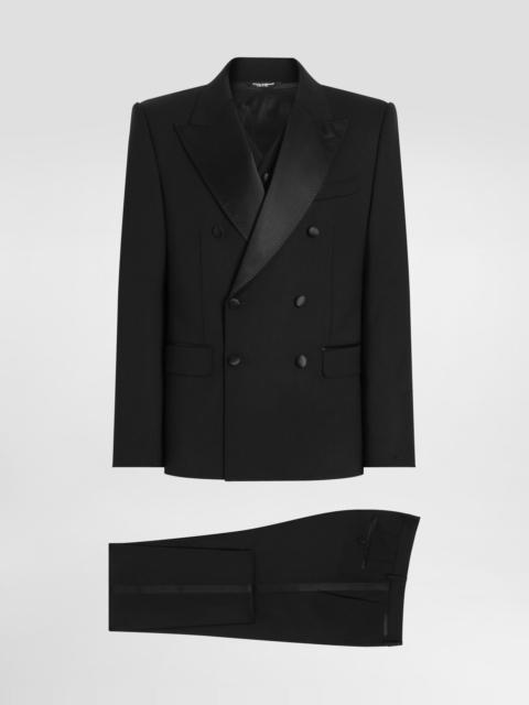 Three-piece Sicilia-fit suit in stretch wool