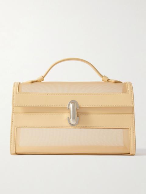 Symmetry Pochette leather and mesh tote Beige