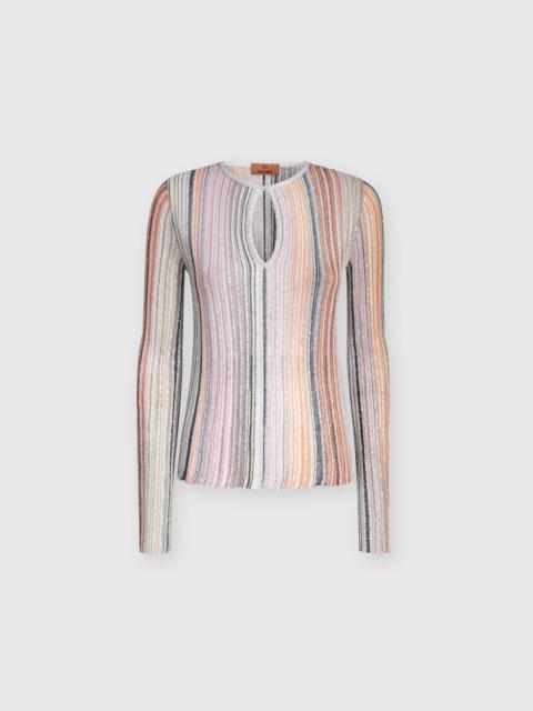 Partialized ribbed sweater with sequins