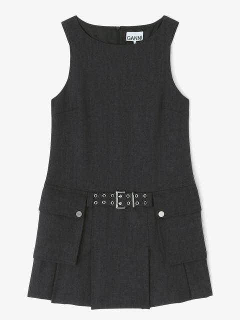 GREY WOOL MINI DRESS