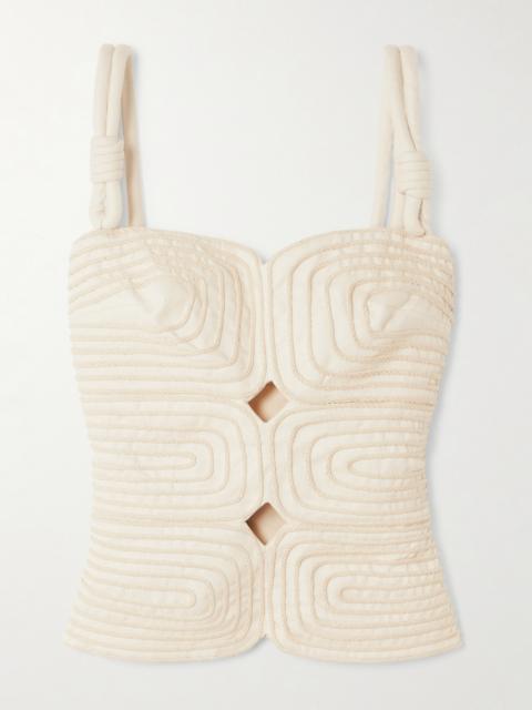 Marea Knotted Embroidered Linen Top