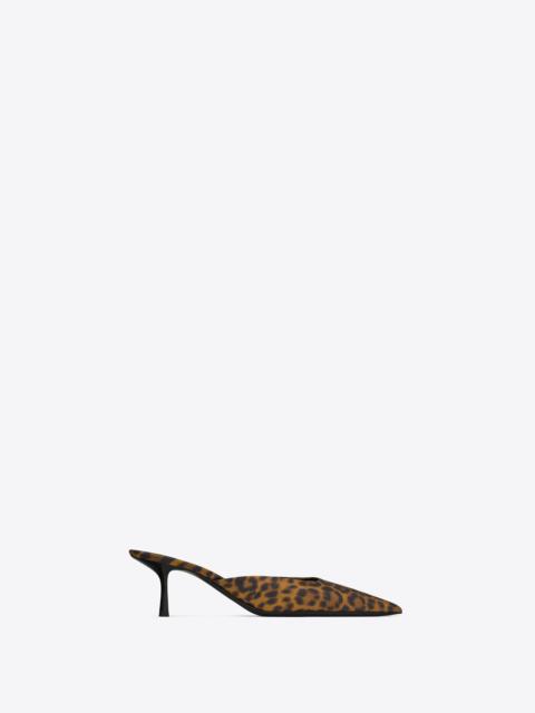 barbara mules in leopard grosgrain