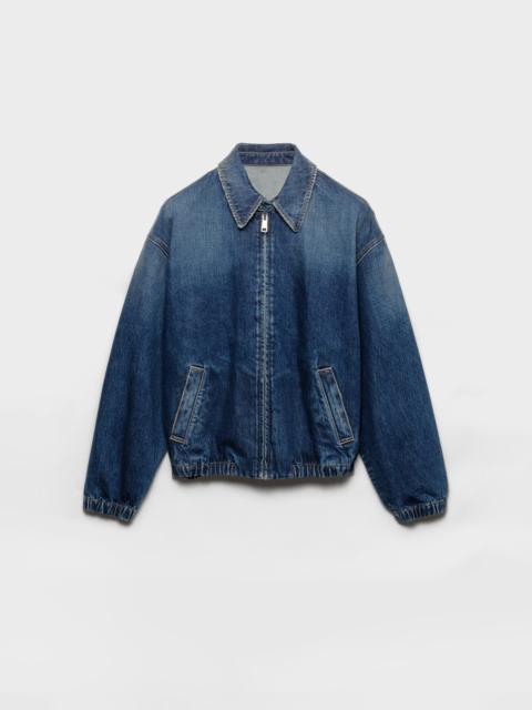 Washed denim blouson jacket