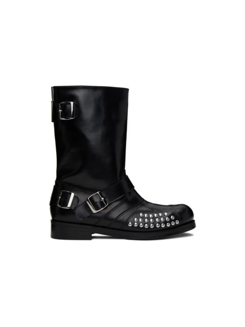Black Stud Panel Boots