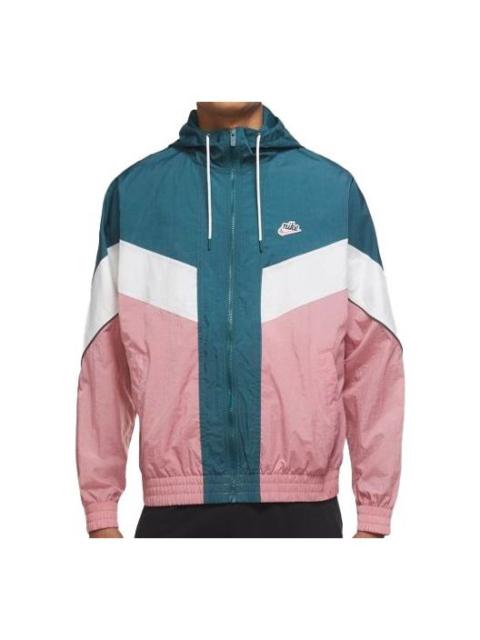 Nike Casual Sports Colorblock hooded Woven Jacket Pink DC0502-375