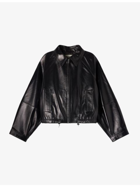 Side-Pocket Cropped Leather Jacket
