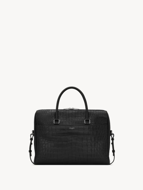 DUFFLE SAINT LAURENT BRIEFCASE BAG IN CROCODILE-EMBOSSED MATTE LEATHER