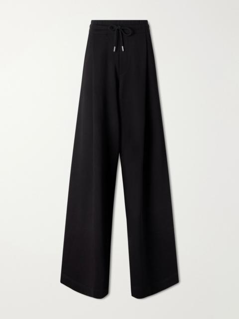 Cotton-jersey wide-leg track pants Black