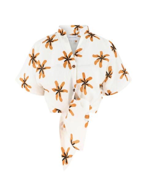 tie-detail floral-print top