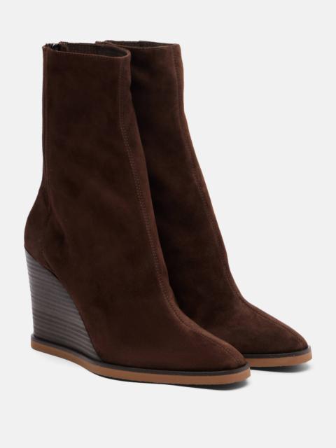 Saint Honoré 85 suede wedge ankle boots