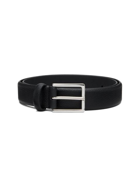 Black Soft Grained Calf Leather Buckle Belt